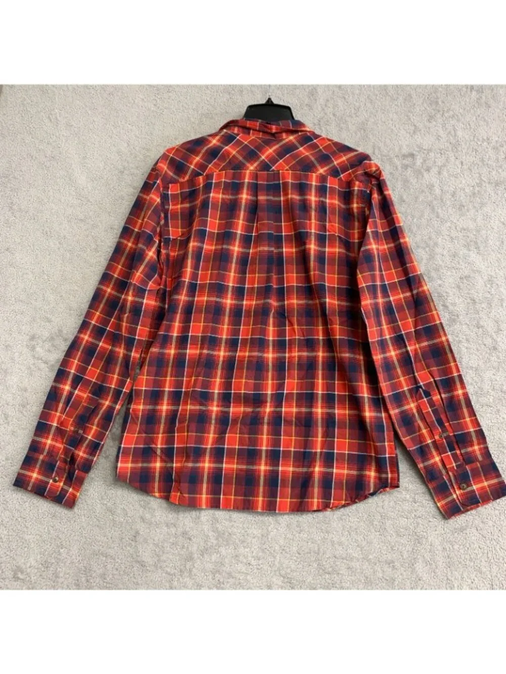 Levi's Men's M Red & Navy Plaid Button-Up Shirt Long Sleeve Cotton Blend P0058